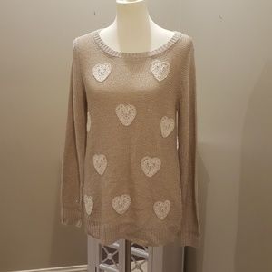 NWT beige Lauren Conrad sweater with crochet heart